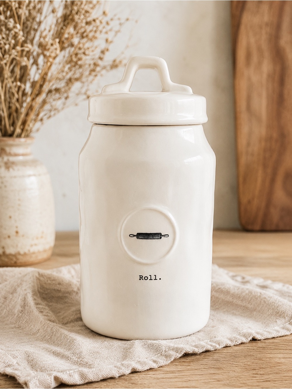 Rae Dunn Canister “Icon Roll” Farmhouse Kitchen Home Decor Storage 2018‎